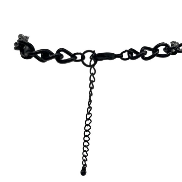 White Bead & Black Chain Necklace With Matching Bracelet Set  M02 - Picture 4 of 7